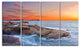 Colorful Sunset at Rocky Seaside, Seashore Wall Art on Canvas, 48"x28", 4 Panels