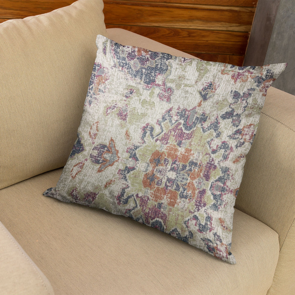 Plutus Multi-Color Mayan Damask Luxury Throw Pillow, 18"x18"