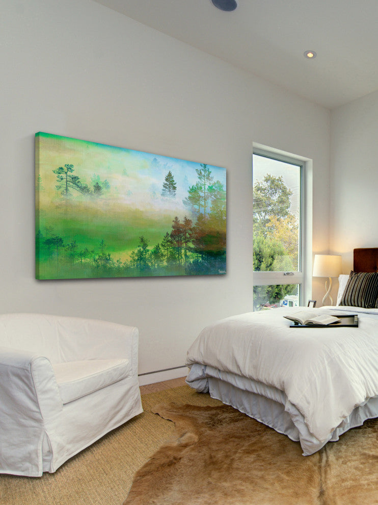 "Misty Pine Forest" Fine Art Canvas Print, 60"x30"