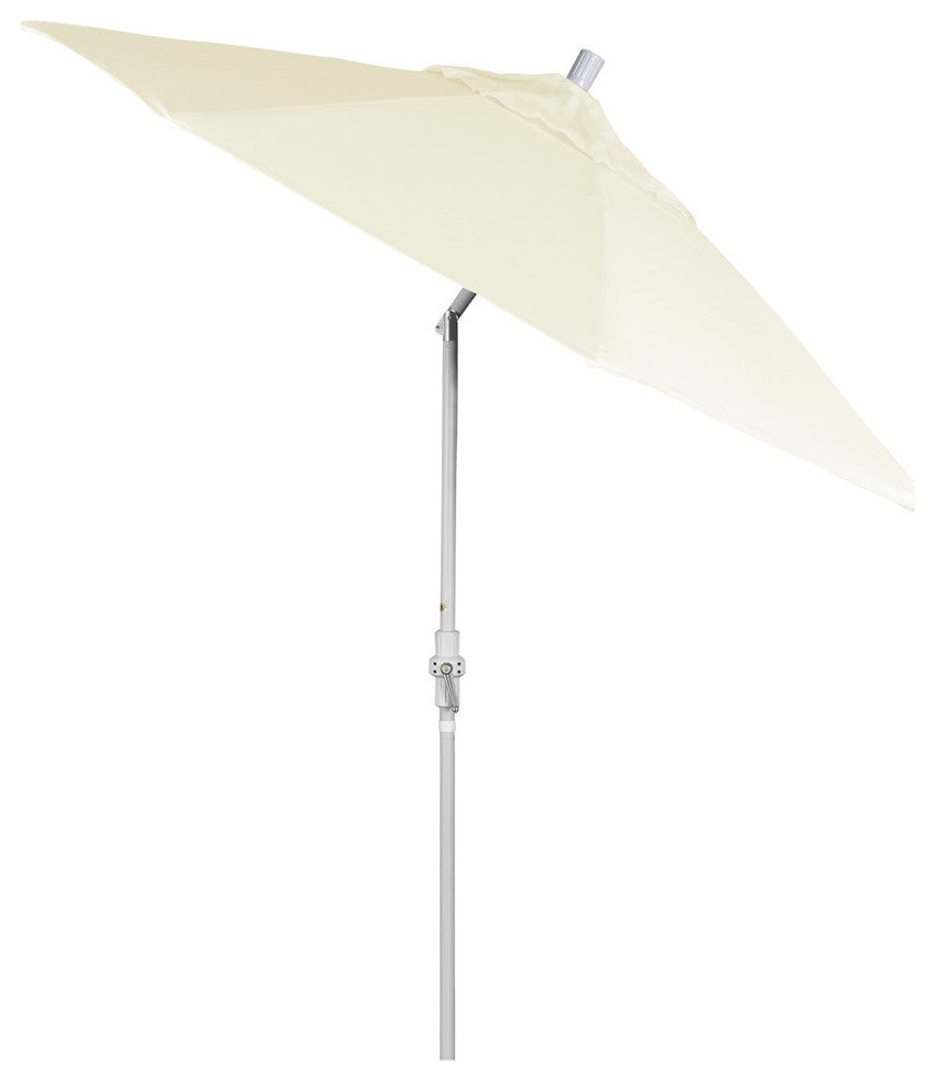 9' Matted White Collar Tilt Crank Aluminum Umbrella, Canvas Pacifica
