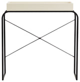 Yazzy 33.25" Rectangle Wood Console Table With Raised Edges, Cream Weave