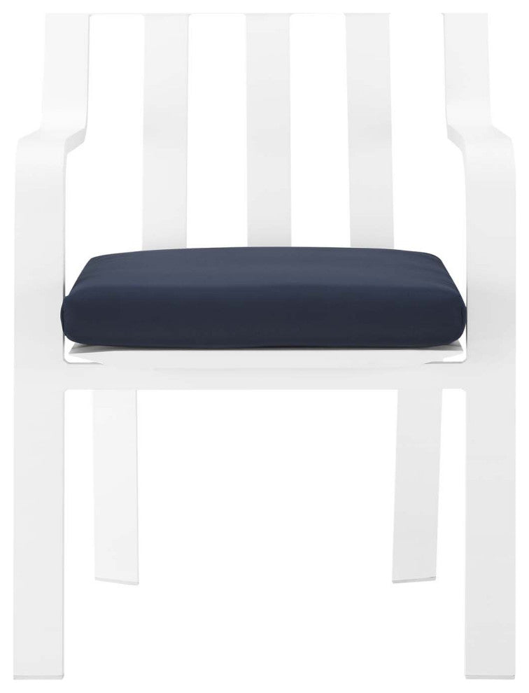 White Navy Baxley Stackable Outdoor Patio Aluminum Dining Armchair