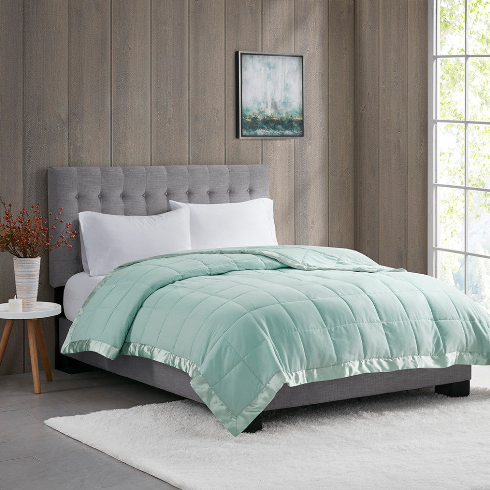 Madison Park Windom Lightweight Down Alternative Blanket With Satin Trim