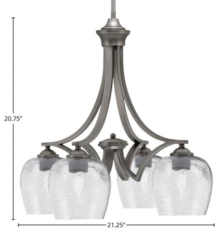 Zilo Downlight, 4 Light, Chandelier, Graphite Finish, 6" Smoke Bubble Glass