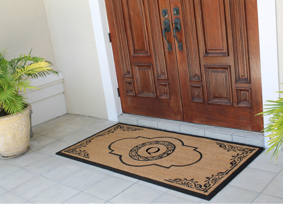 Hand Crafted Abrilina 36"x72" Coir Double Doormat Monogrammed, Q