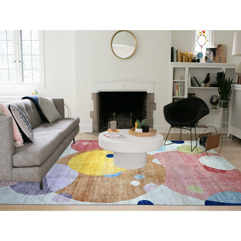 Colorful, The Circles Design 100% Wool Hand Knotted, Oriental Rug, 10'x13'9"