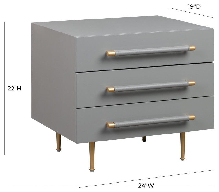 Trident Grey Nightstand - Grey