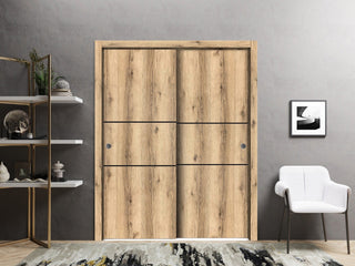 Bypass Doors 84 x 84 | Planum 0014 Oak with  | Sturdy Rails
