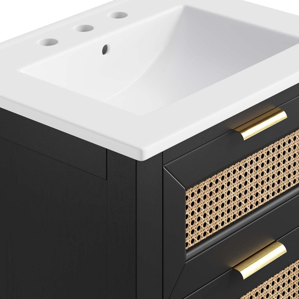 Dixie 24" Solid Wood Bathroom Vanity, Black White