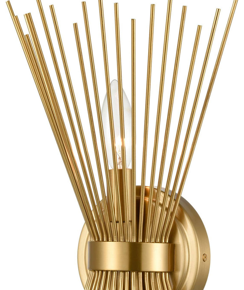 Wall Sconce Lamp Brass 2-Light Vanity Mid-Century Starburst