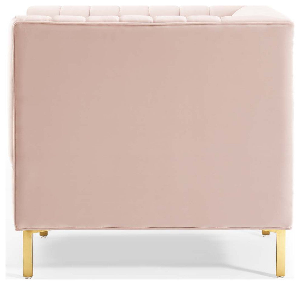 Tufted Armchair Accent Chair, Velvet, Pink, Modern, Living Lounge Hospitality
