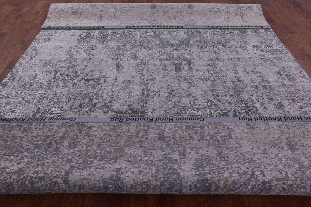 Wool and Silk Modern Handmade Rug 8' 11" X 12' 4" Q8647