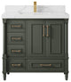Aberdeen 36 Center Sink Bath Vanity in Pewter Green 2" Calacatta Laza