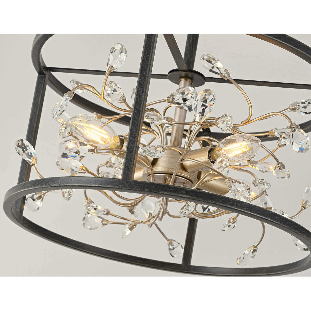 Jasmine 4-Light Crystal Leaves Semi-Flush Mount