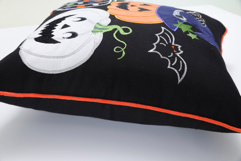 Indoor Pumpkin Fun Black 18" Throw Pillow