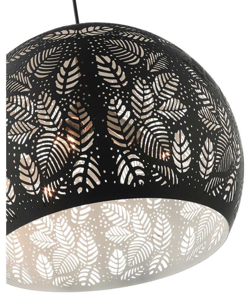 Livex Lighting Chantilly 3 Light Black, Brushed Nickel Accents Medium Pendant