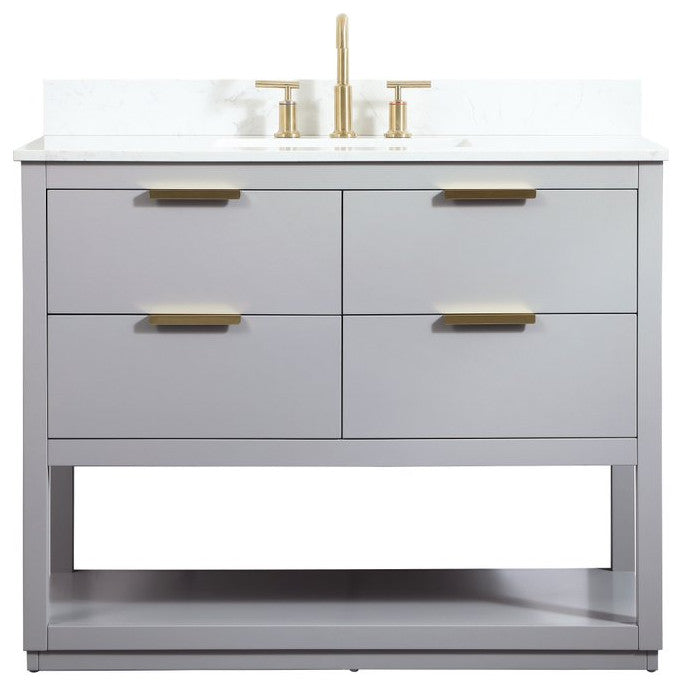 42" Single Bathroom Vanity, Gray, With Backsplash