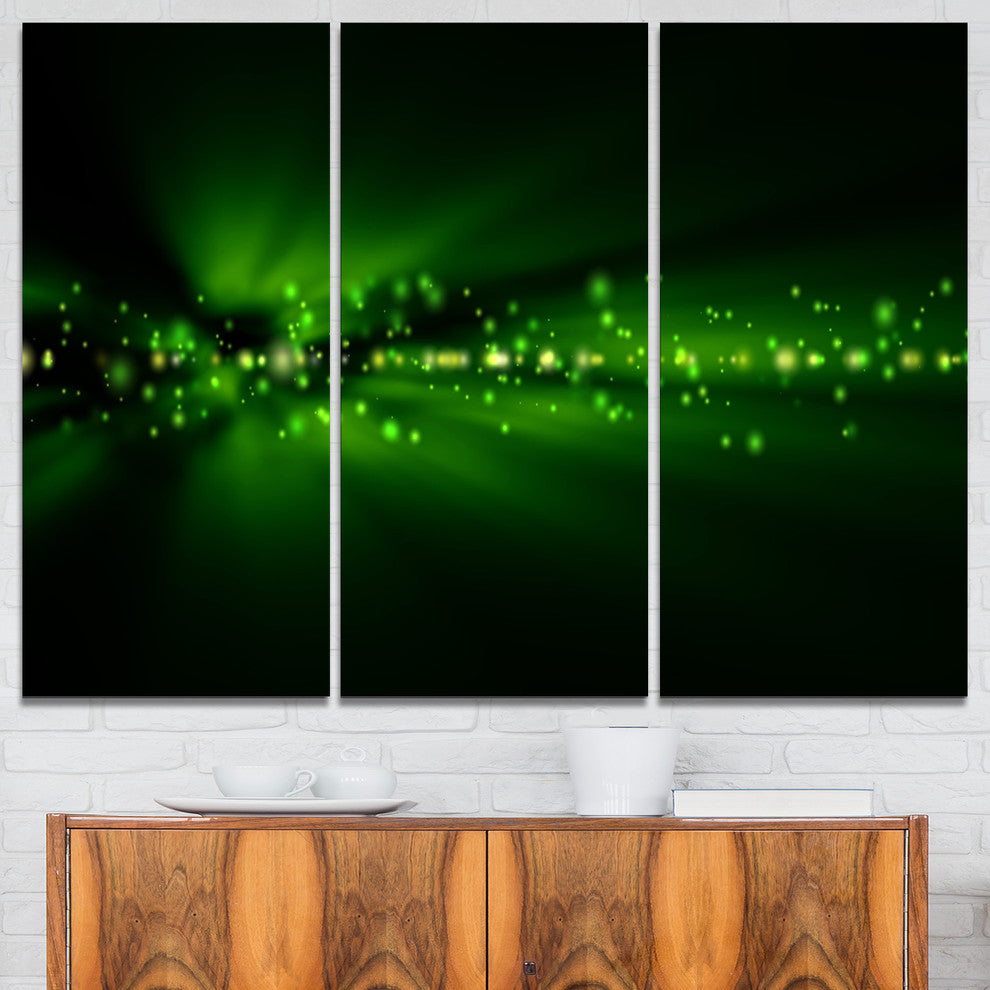 "Blurred Bright Green Lights" Photo Wall Art, 3 Panels, 36"x28"