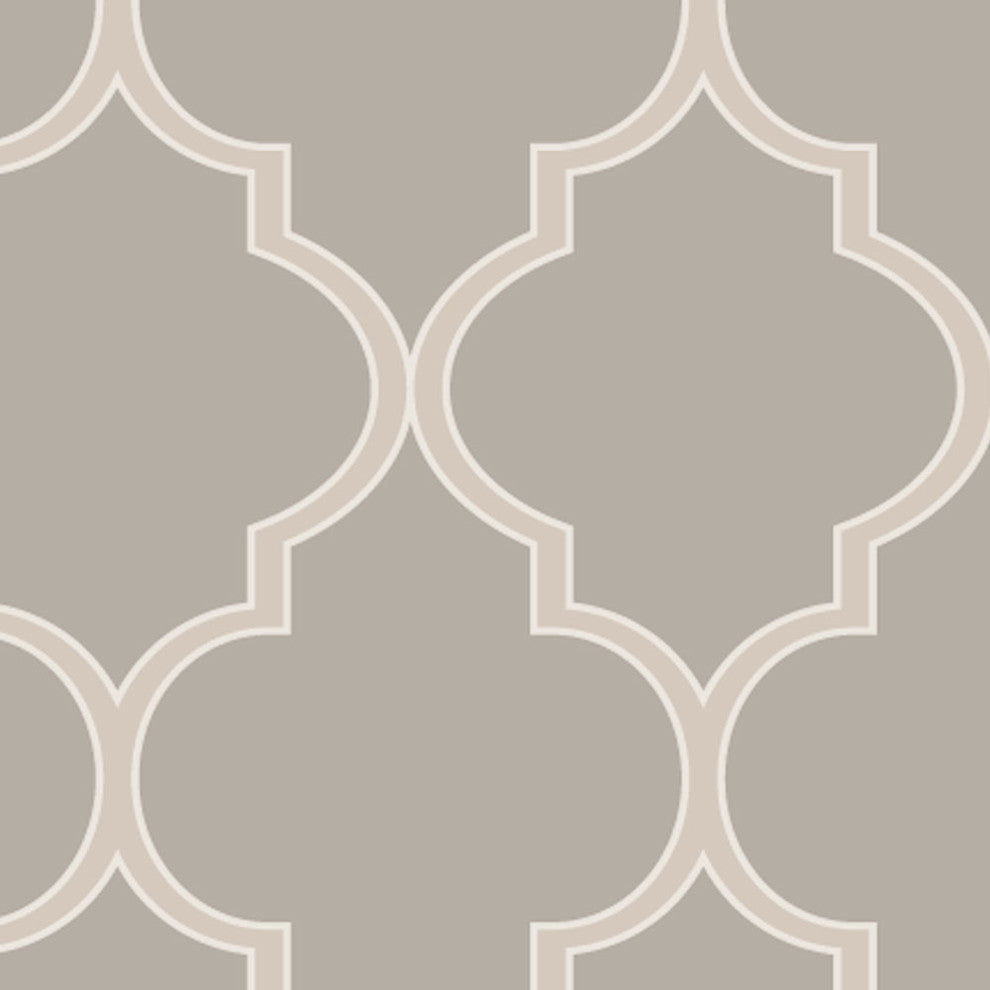 Moroccan Peel and Stick Vinyl Wallpaper, Warm Gray, 24" X 60"