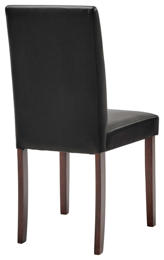 Side Dining Chair, Set of 2, Faux Leather, Wood, Black, Cafe Bistro Restaurant