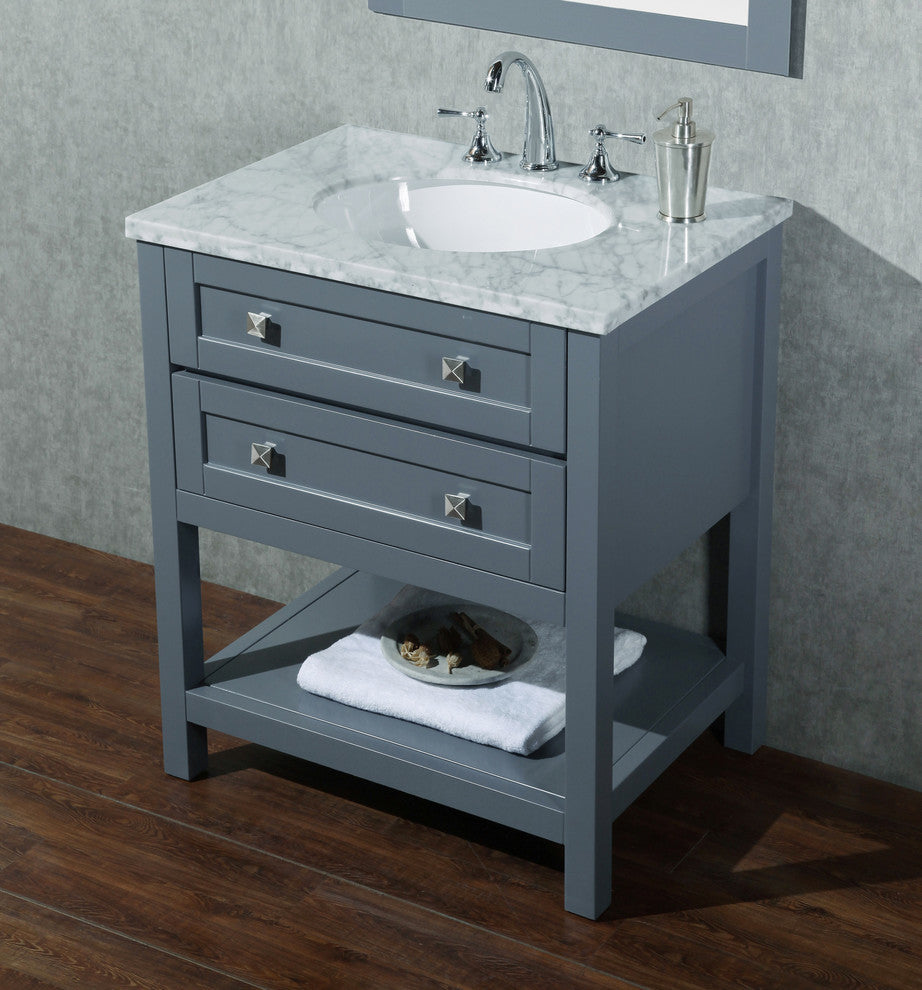 Marla 30" Single Sink Bathroom Vanity, Mirror, Gray