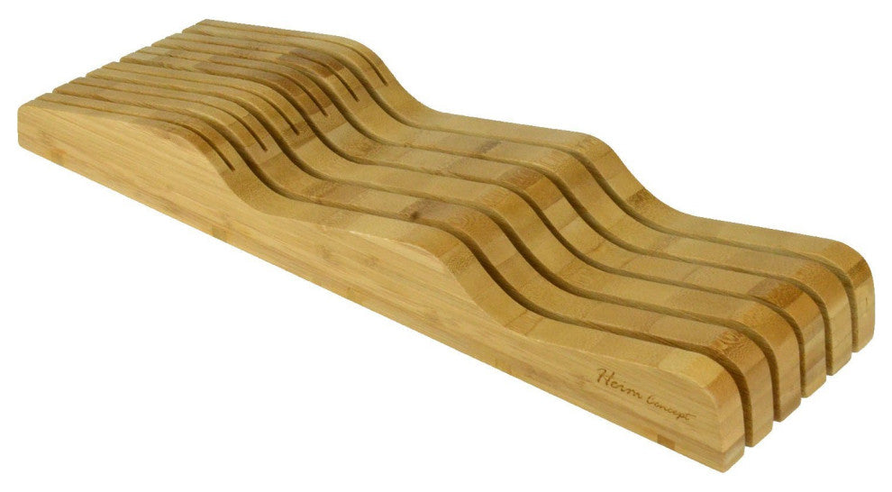 Heim Concept In-Drawer Premium Bamboo Wood Knife Storage Block , Up To 16 Knives