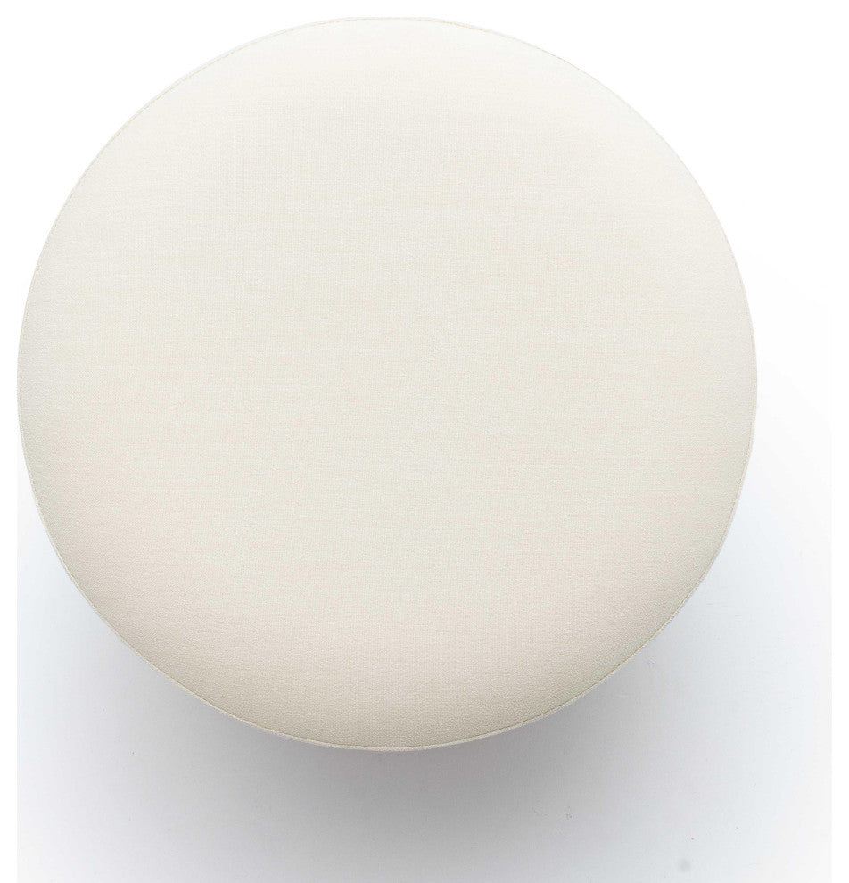 Dex Cream Upcycled Fabric Ottoman