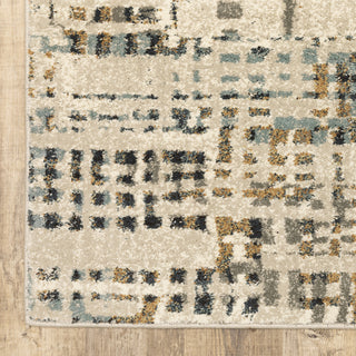 Carolina Distressed Grid Area Rug, Beige, 7'10"x10'