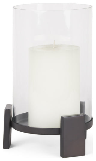 Price Small Matte Black Metal With Glass Hurricane Candle Holder