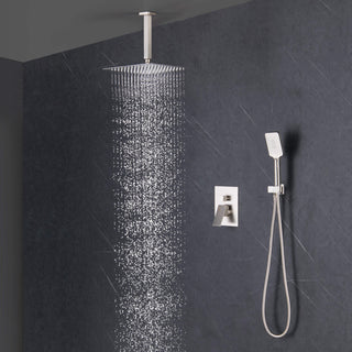 Ceiling Mounted 2-Function Shower System, Rough, Valve, Brushed Nickel