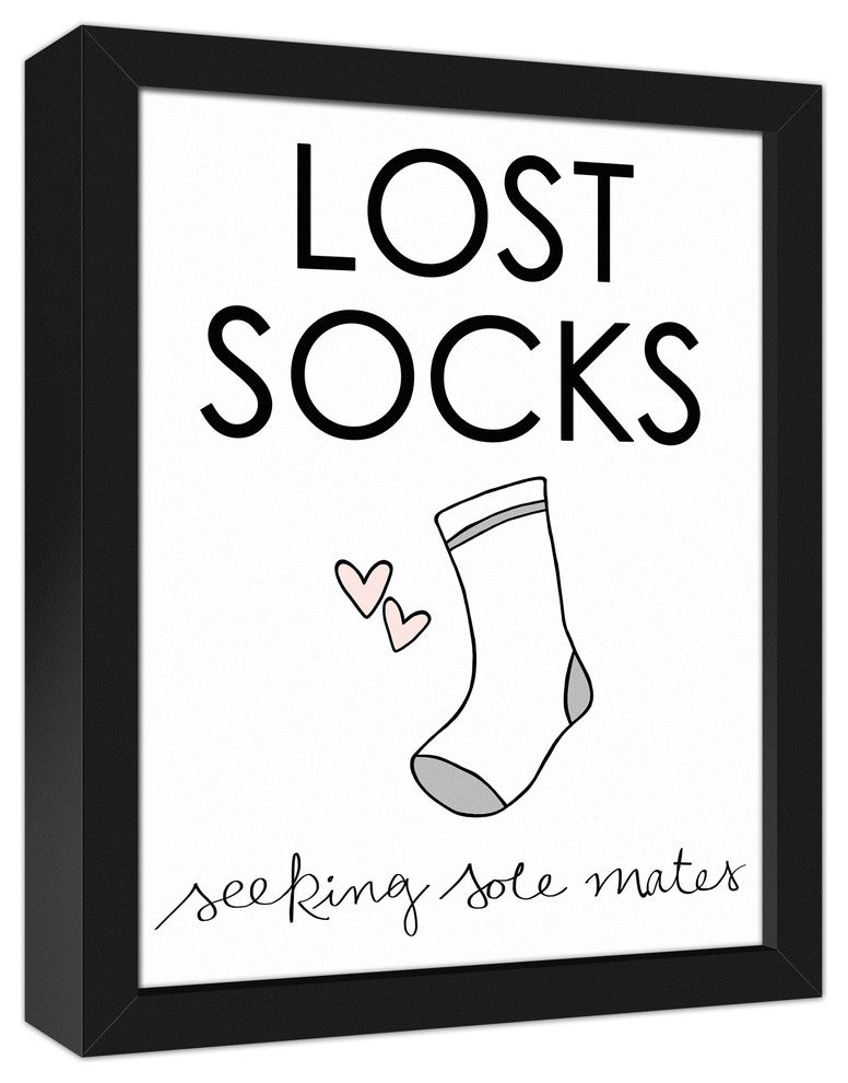 Lost Socks Laundry Room Wall Art, Framed Canvas