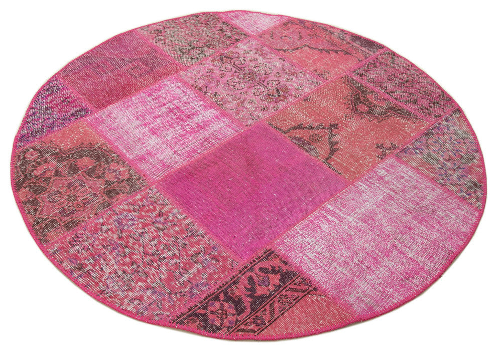 Rug N Carpet - Handwoven Oriental 4' 10" x 4' 10" Boho Round Patchwork Rug