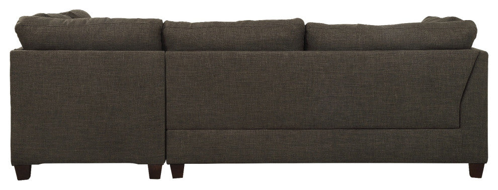 Acme Laurissa Sectional Sofa and Ottoman 2 Pillows Charcoal Linen