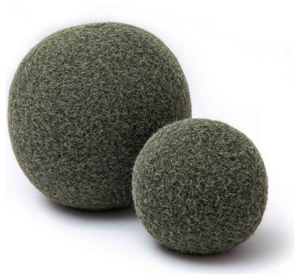 Boba Round Pillow, Green Long Mohair, 14"