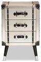 Dilan Vintage Antique Silver Finished Metal Trunk Inspired 3-Drawer End Table