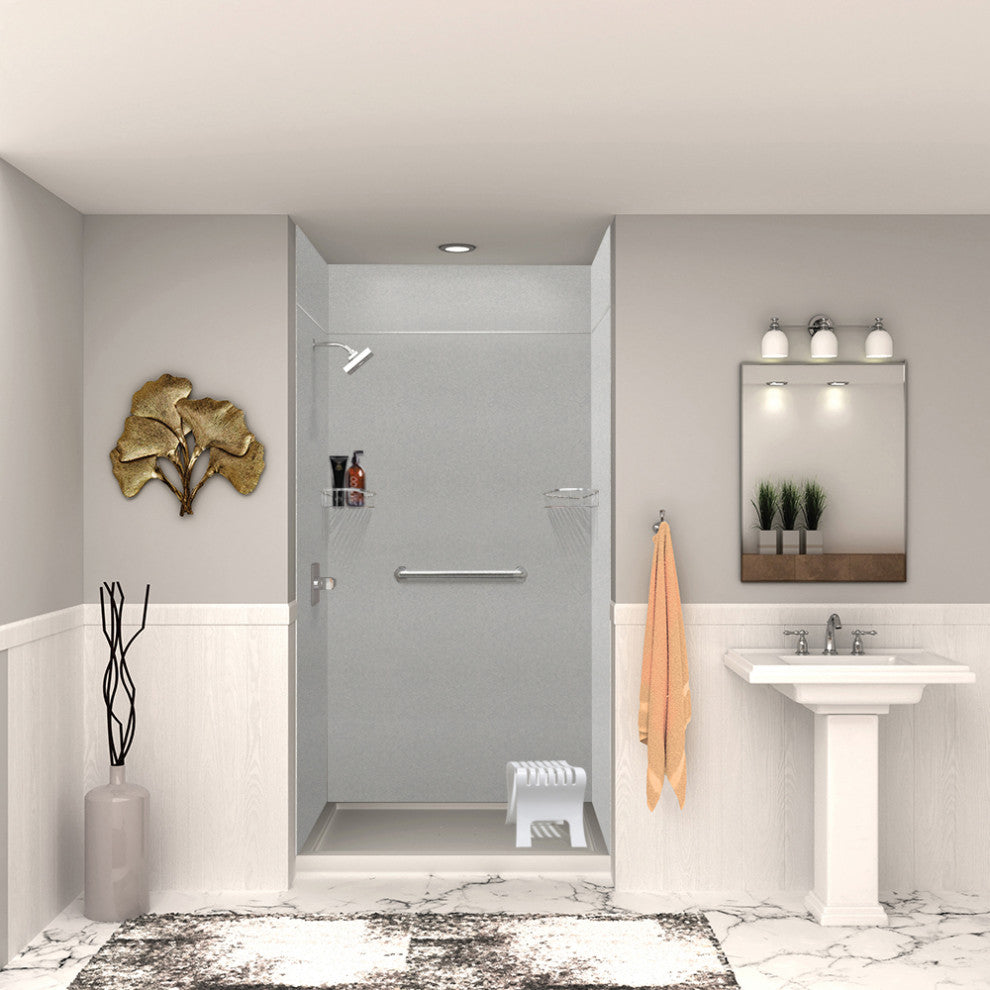 Transolid SaraMar 48"x36"x96" 6-Piece Shower Wall Kit, Grey Beach Velvet