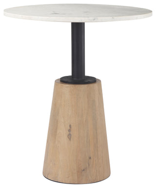 Maxwell 32" Round White Marble Accent Pedestal Bistro Table