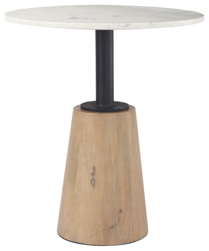 Maxwell 32" Round White Marble Accent Pedestal Bistro Table