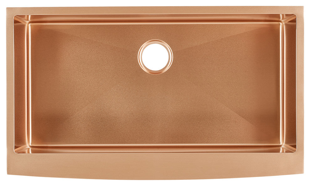 Rivage 36"x21" Stainless Steel Single Basin Farmhouse Apron Sink, Rose Gold