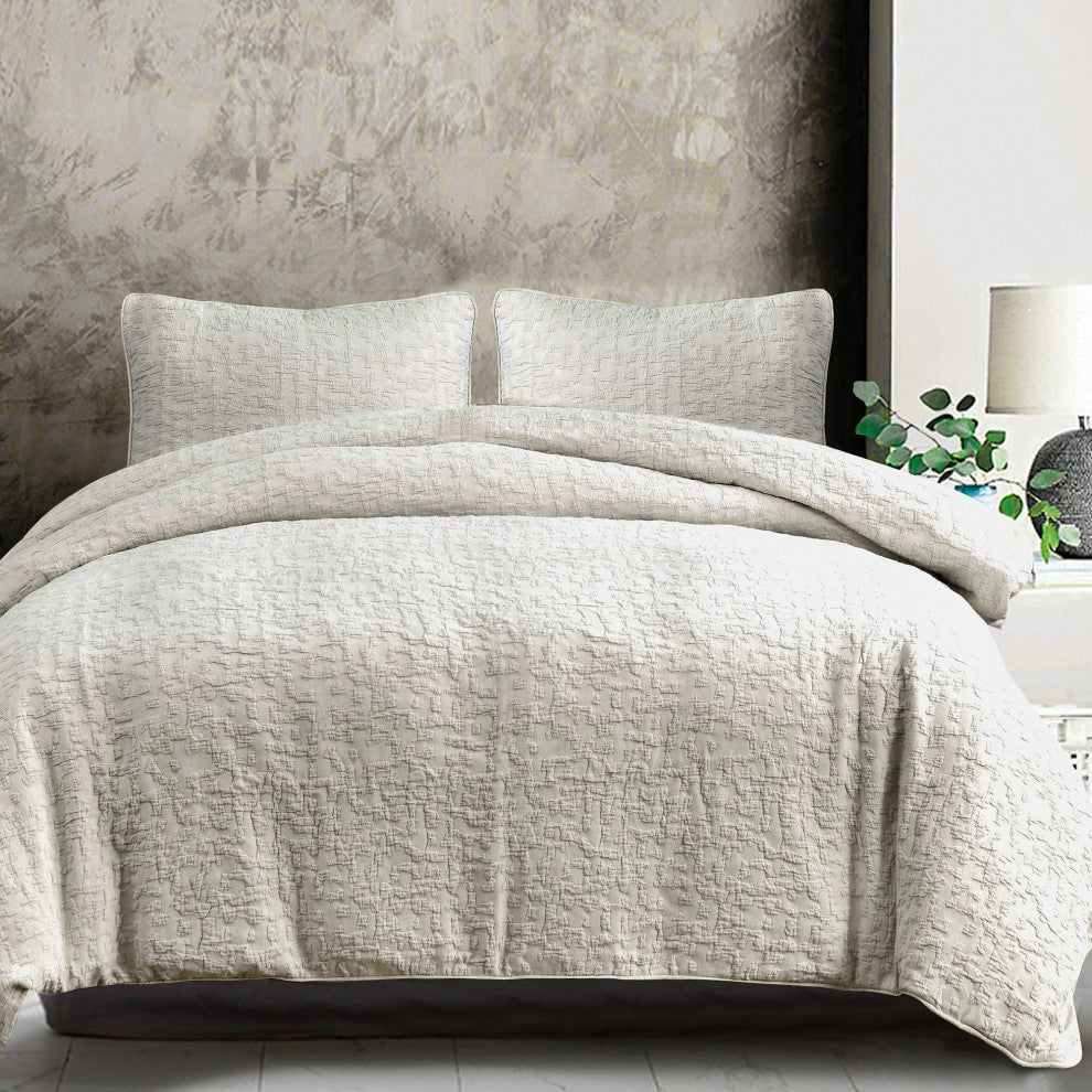 Porto Matelasse Comforter Set, 3PC, Light Taupe, Super King