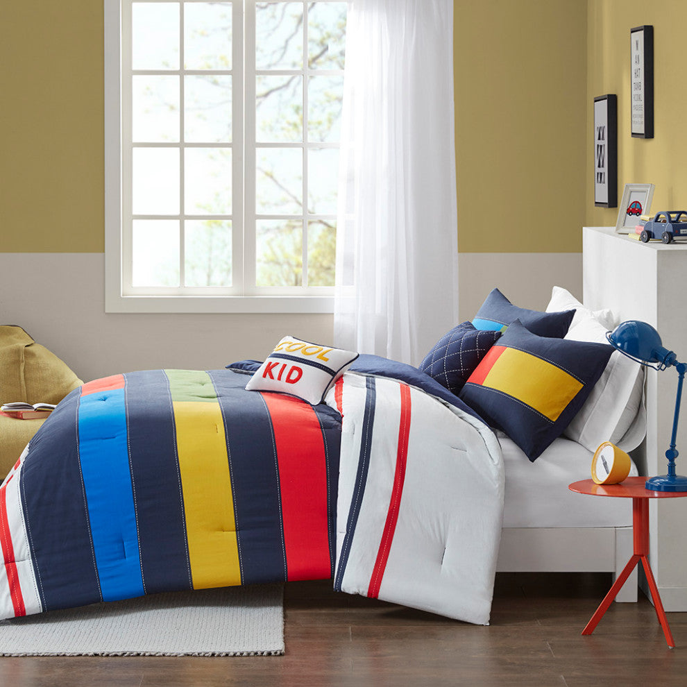 Kids Morris Cool Kid Color Block Comforter Set, Twin