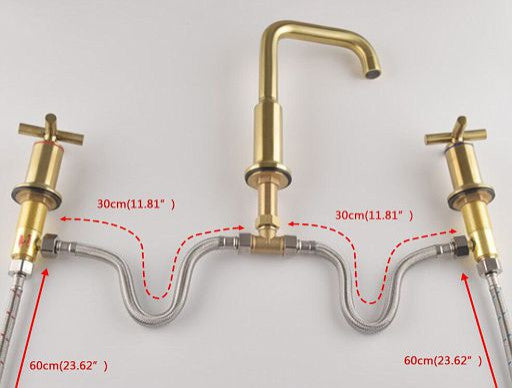 Modern Brushed Gold 2-Handle Bathroom Faucet Widespread for Sink