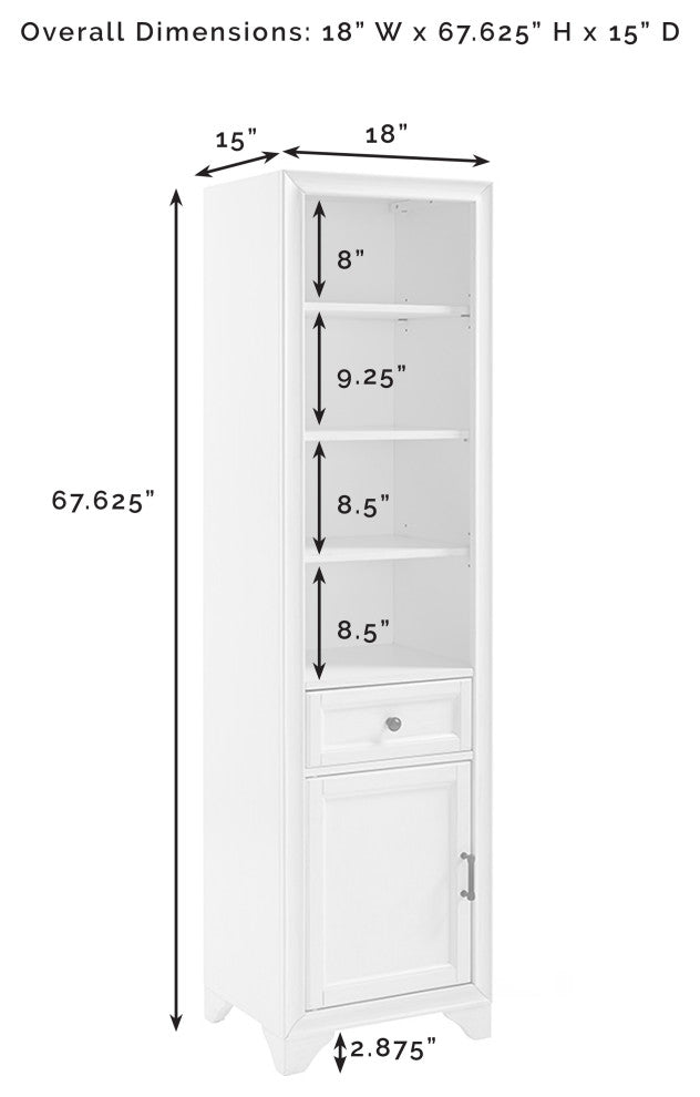 Tara 3-Piece Pantry Set, Distressed White Pantry and 2 Linen Cabinets