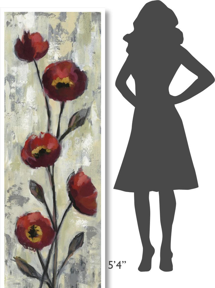 "Simple Red Floral II Crop" Digital Paper Print by Silvia Vassileva, 26"x74"