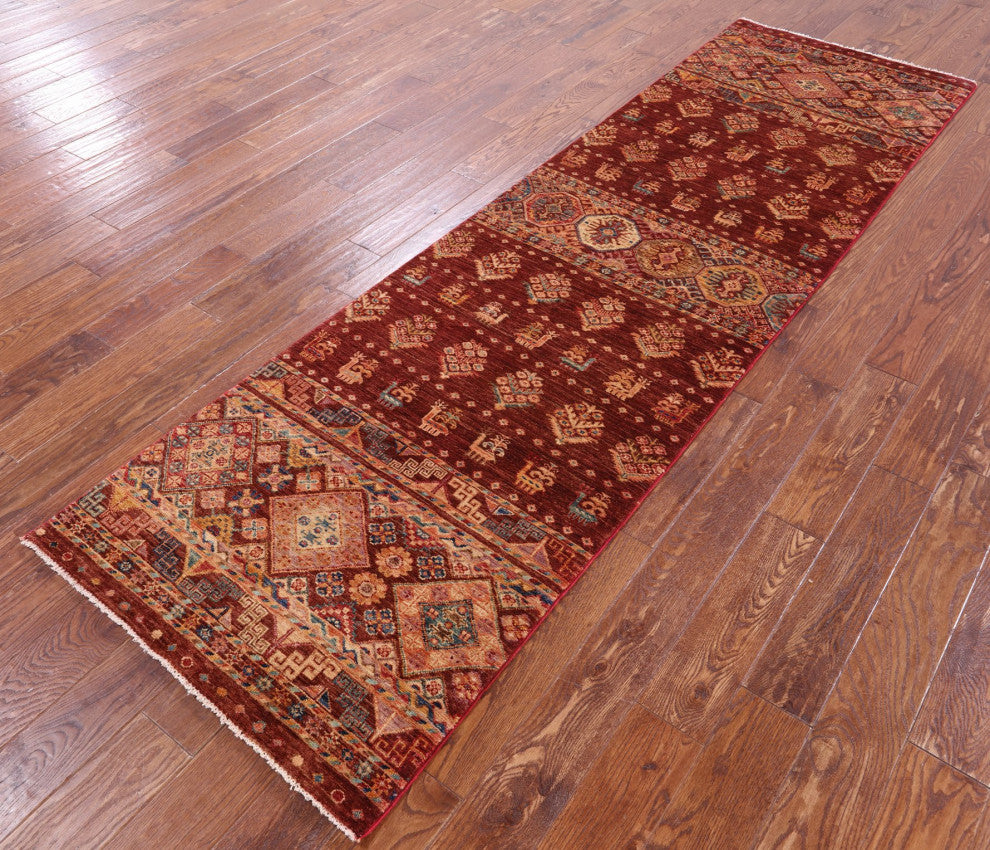 2' 10" X 9' 10" Tribal Persian Gabbeh Handmade Wool Runner Rug Q10895