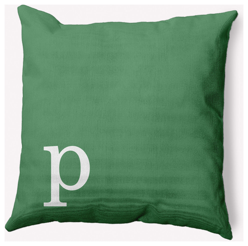 20" x 20" Modern Monogram Indoor/Outdoor Polyester Throw Pillow, Sage
