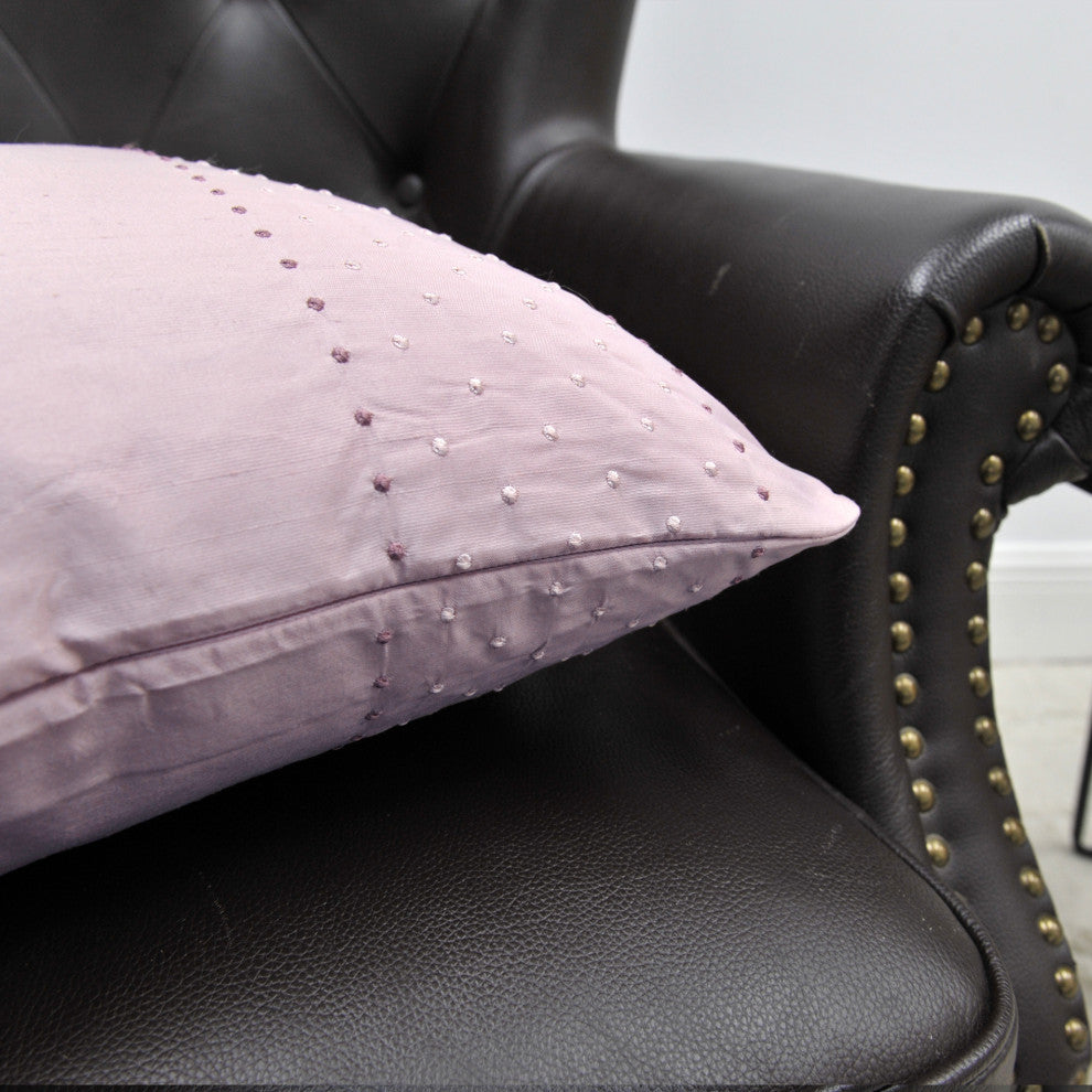 Home Soft Things Marquesa Dot Silk Pillow Shell Set, Slub Texture