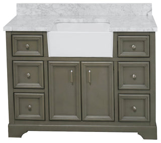 Zelda 48" Bathroom Vanity, Weathered Gray, Carrara Marble