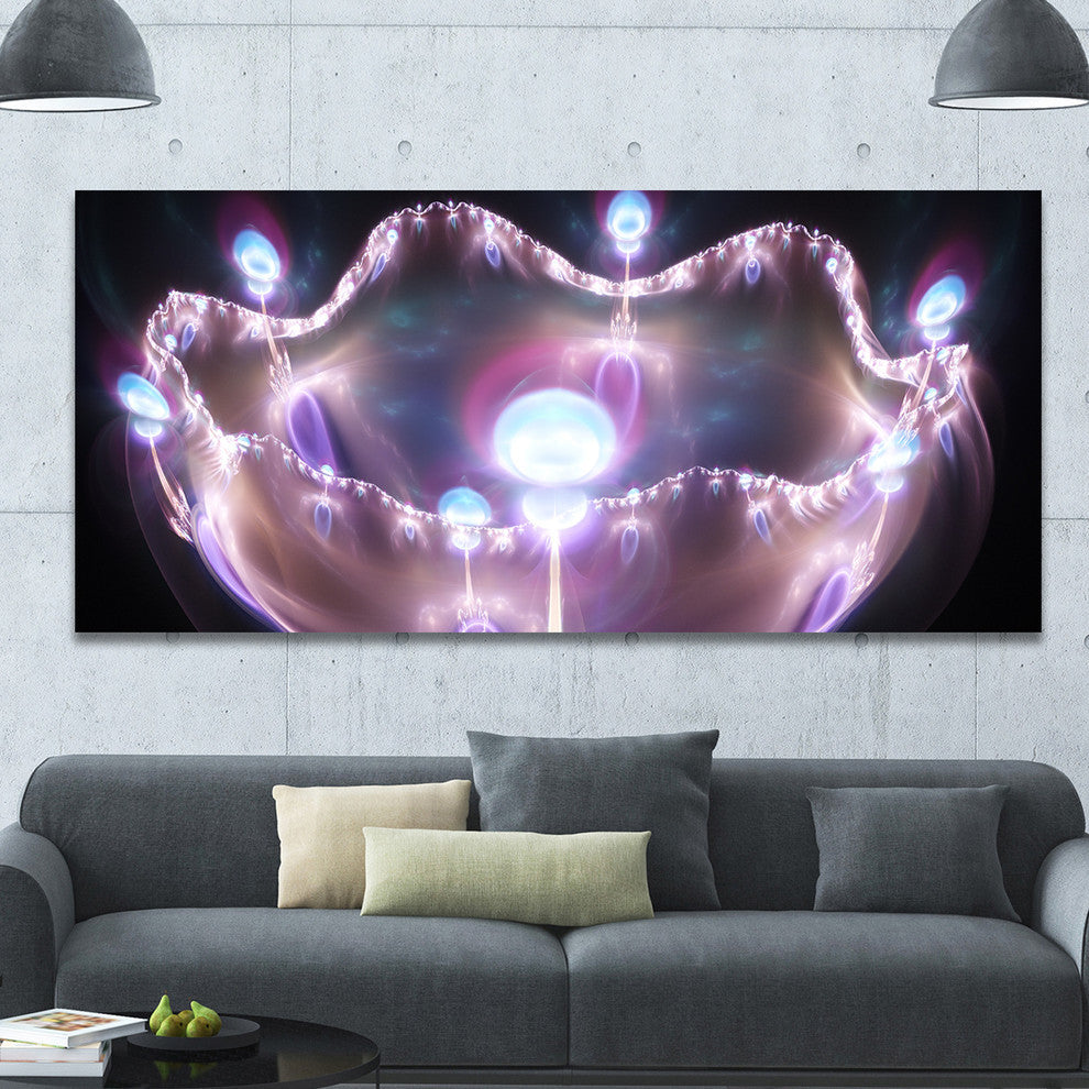 3D Surreal Purple Illustration, Oversized Abstract Canvas Art Print, 60x28