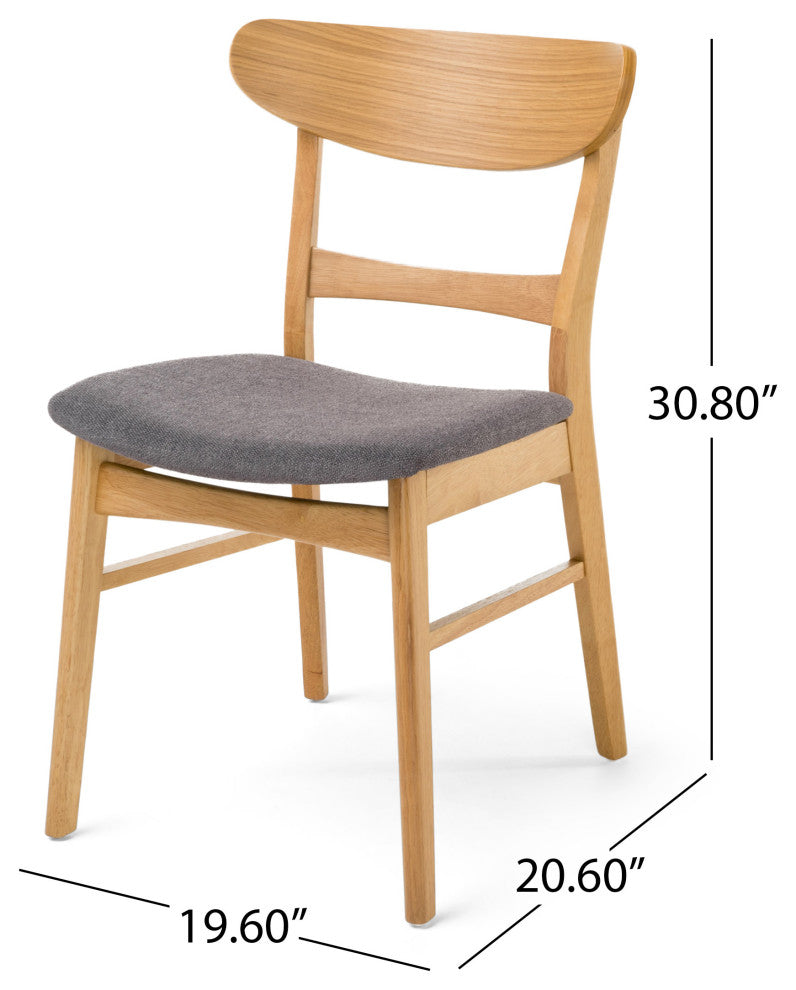 GDF Studio Mid-Century Modern 5 Piece Dining Set, Natural Oak/Dark Gray